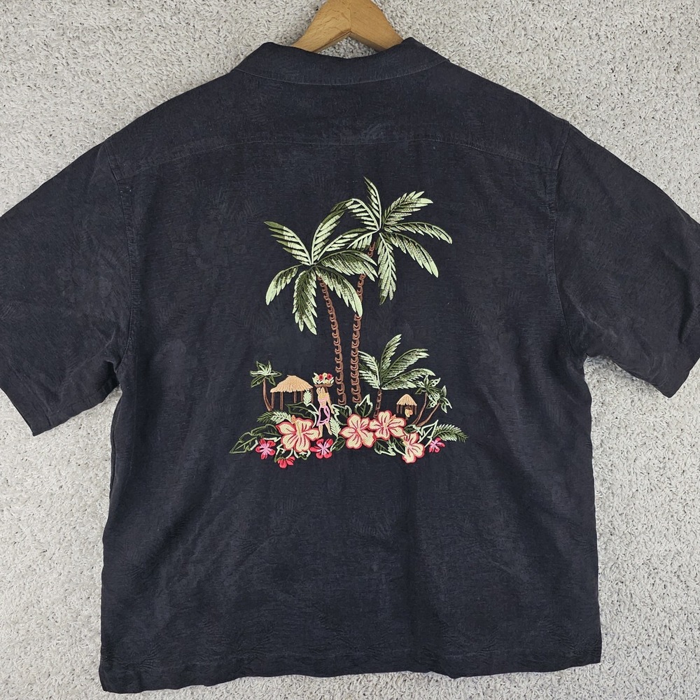 Eagle Dry Goods Signature Series Silk Button Blouse Size XL Embroidered Flowers